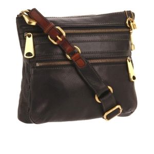 FOSSIL LEATHER VOYAGER CROSSBODY BAG!